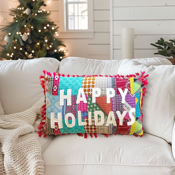 Kantha Holiday Pillow