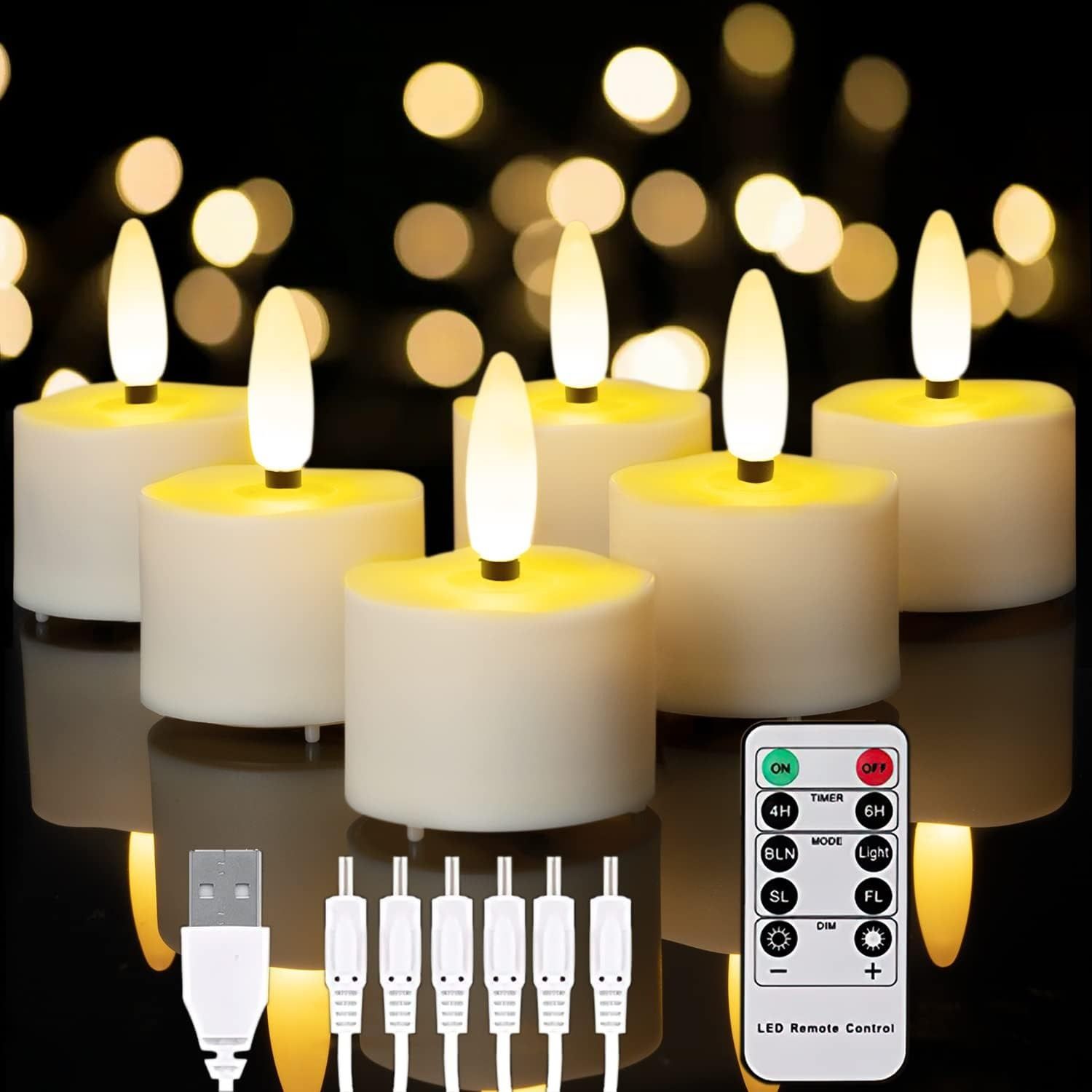 Rechargeable Votive Candles S/6