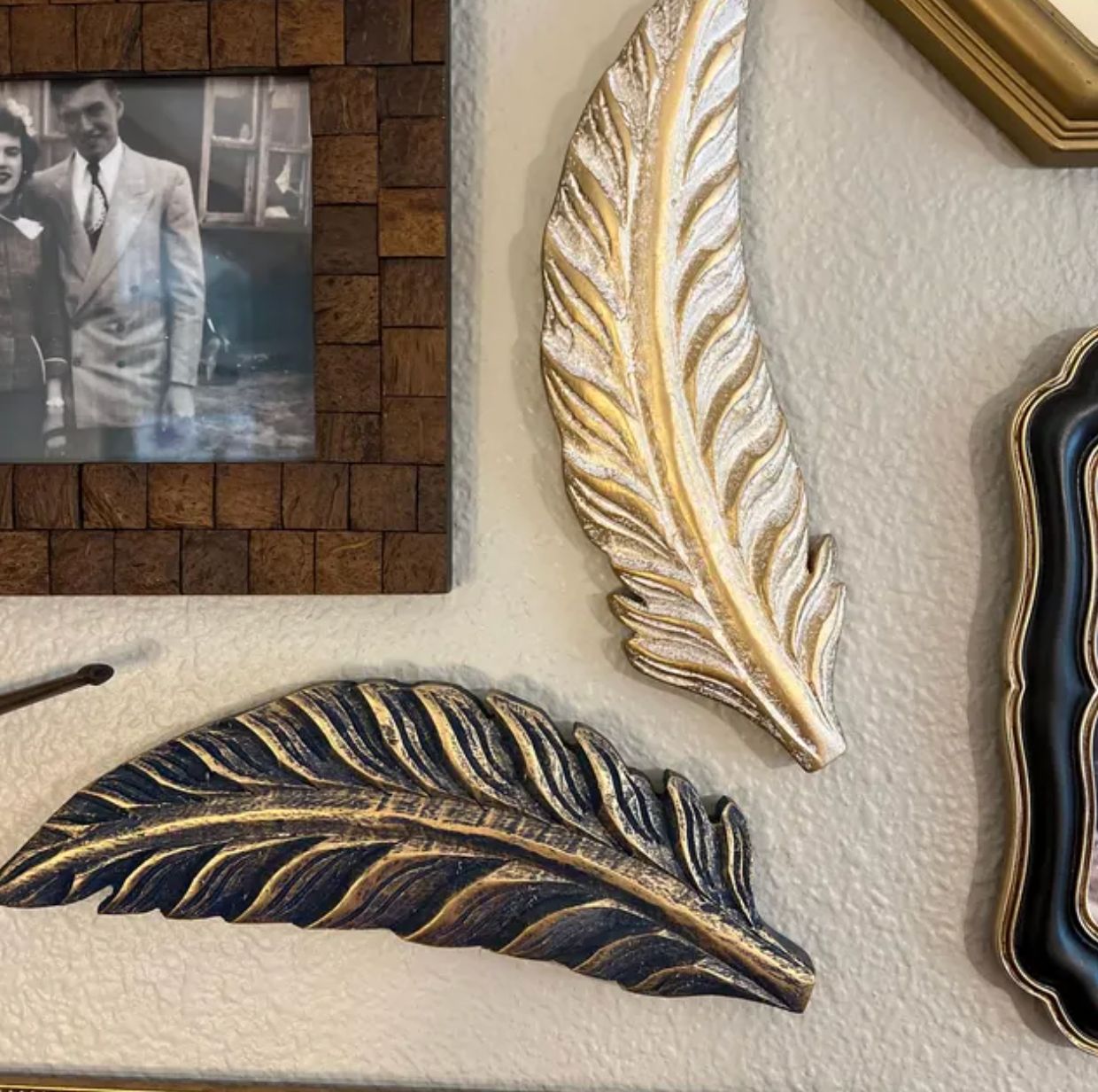 Wooden Feather Art S/2