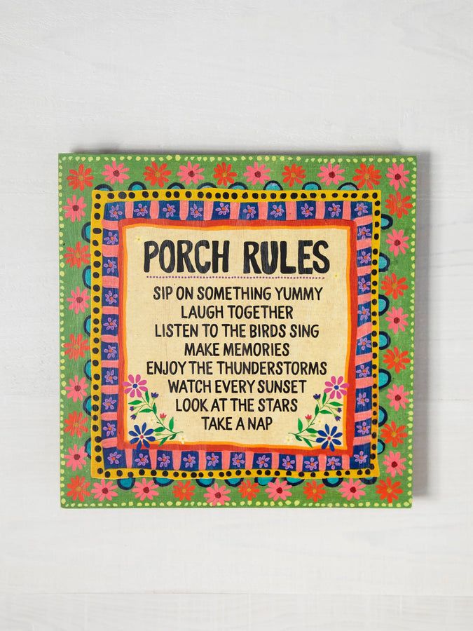 Porch Rules Wooden Sign
