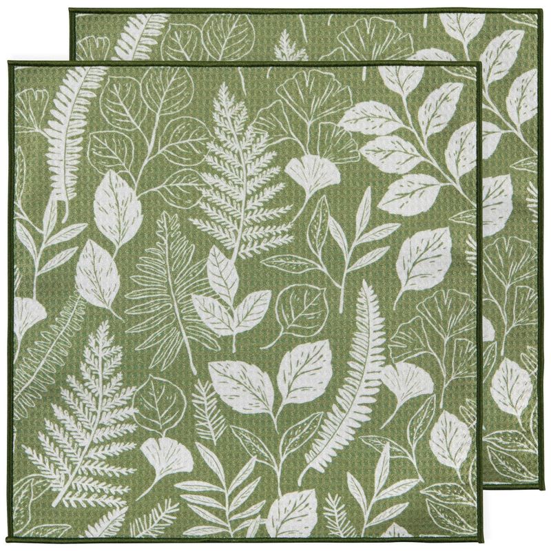 Fern &amp; Frond Microfiber Dishcloths S/2