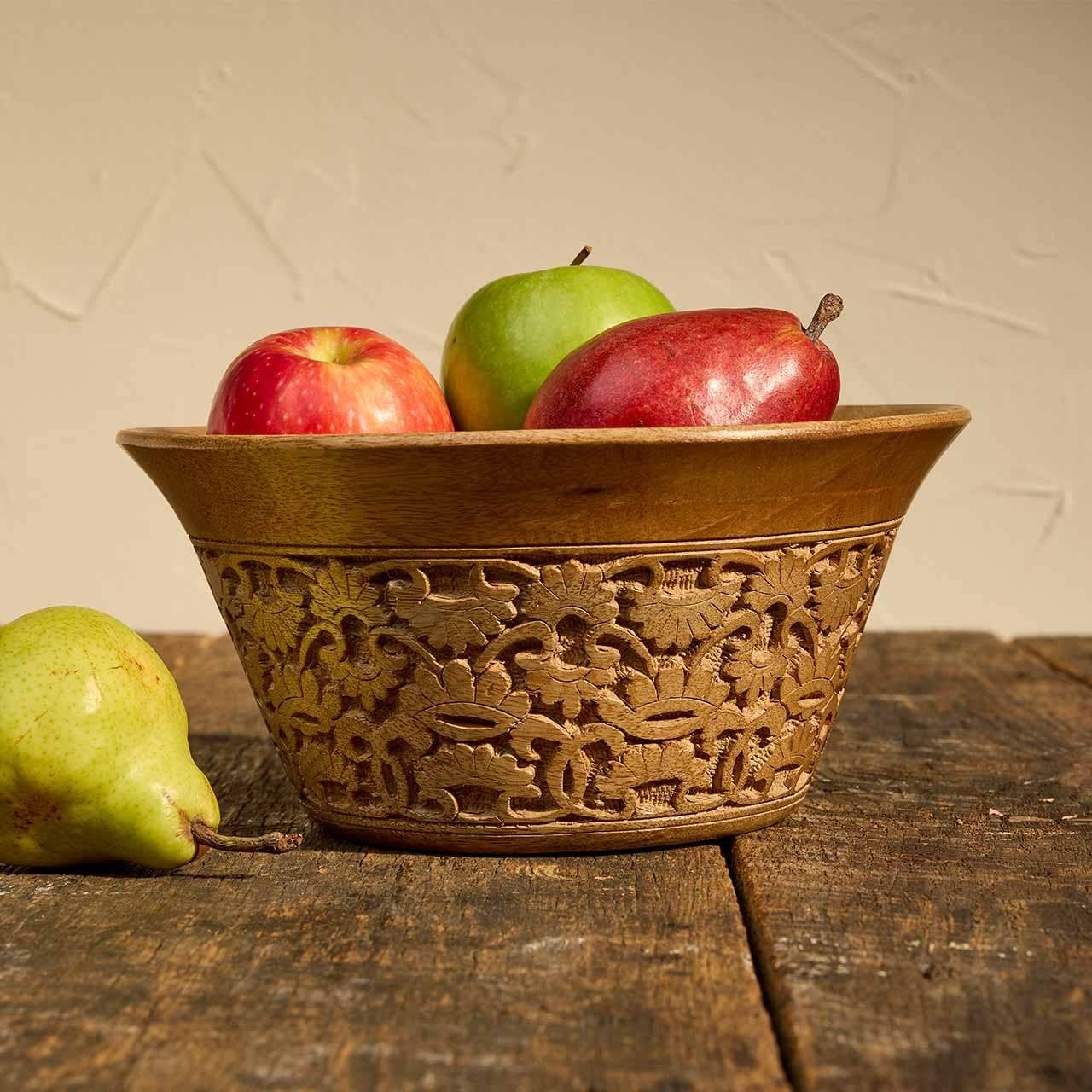 Chinar Leaf Wood Serving Bowl