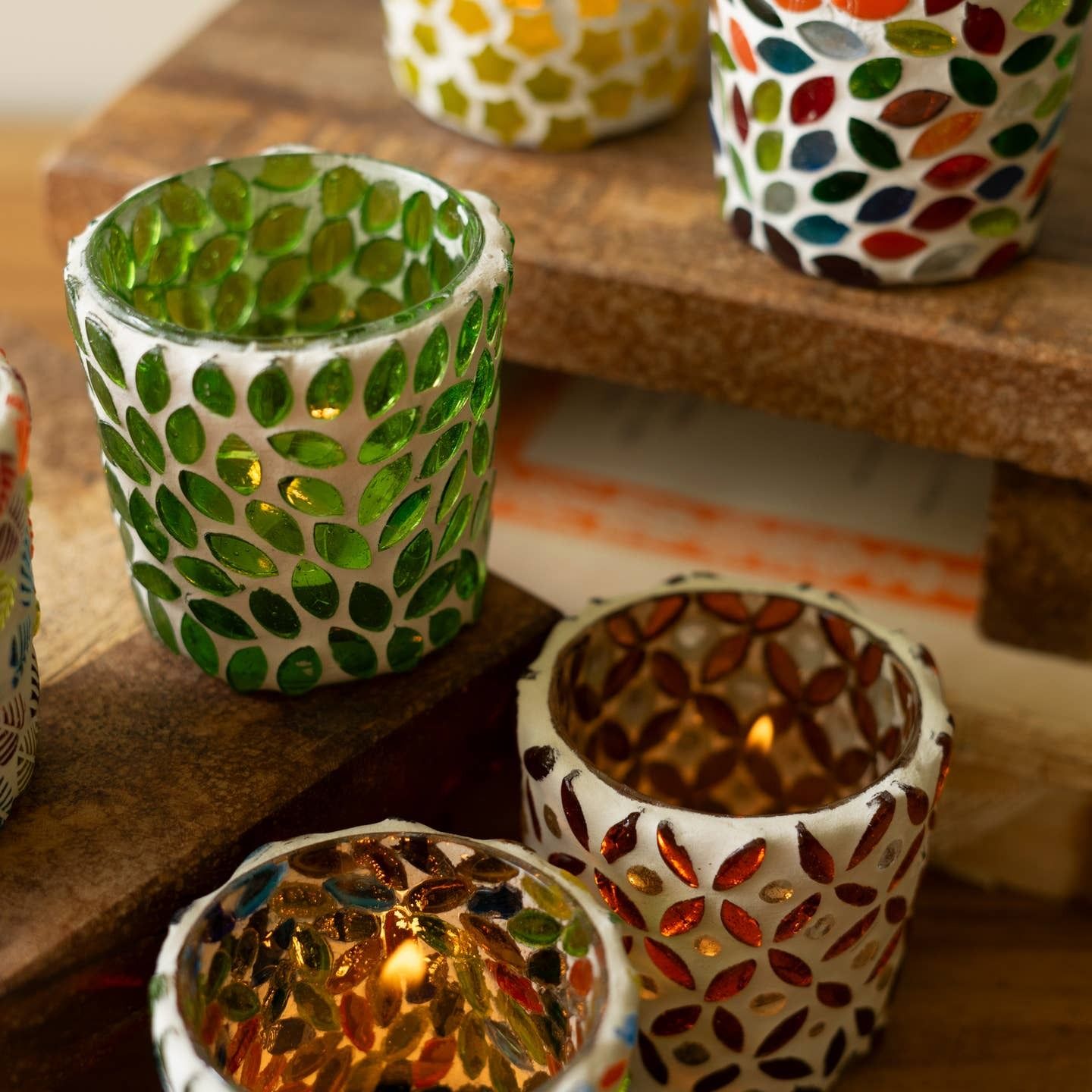 Mosaic Glass Votive Holder