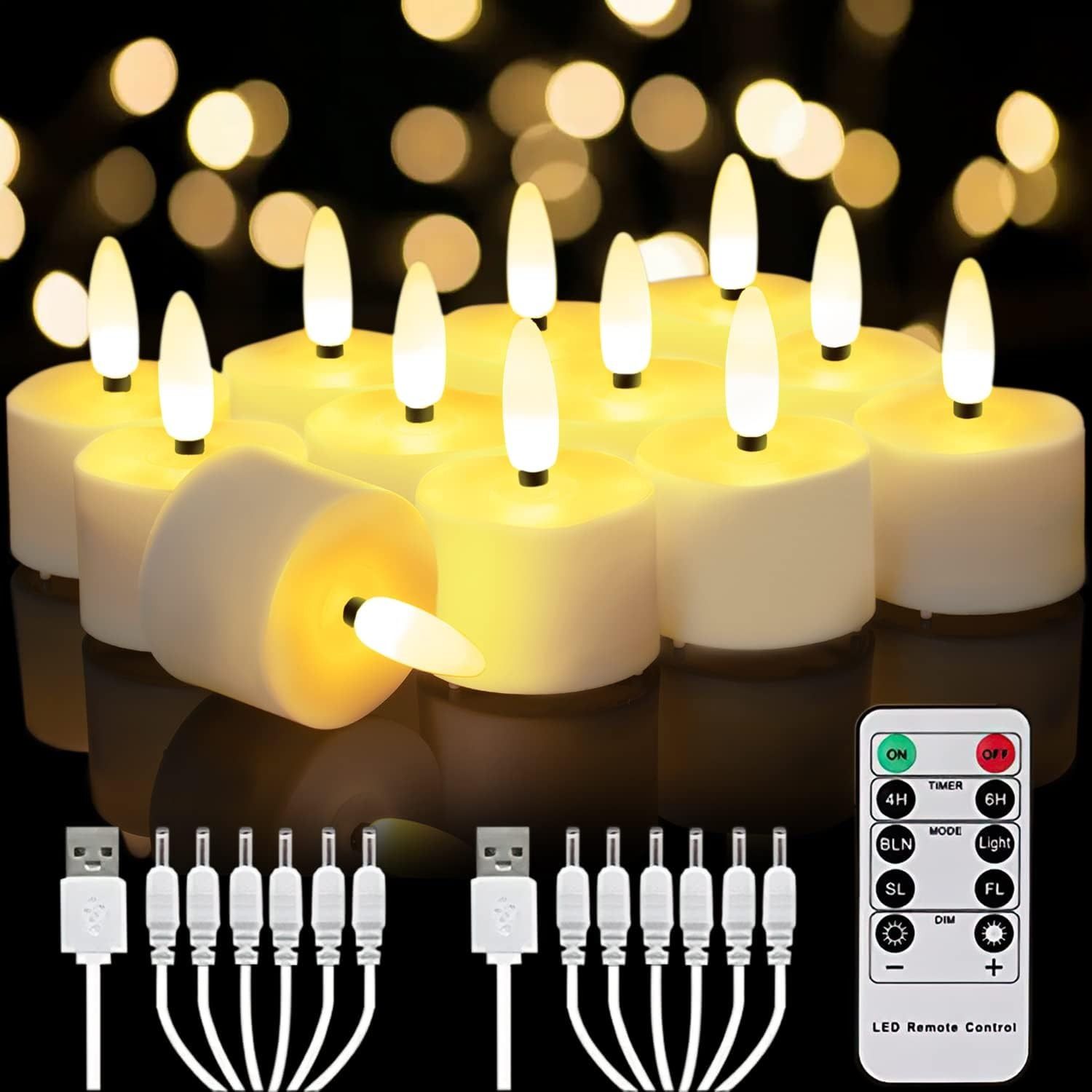 Rechargeable Votive Candles S/12