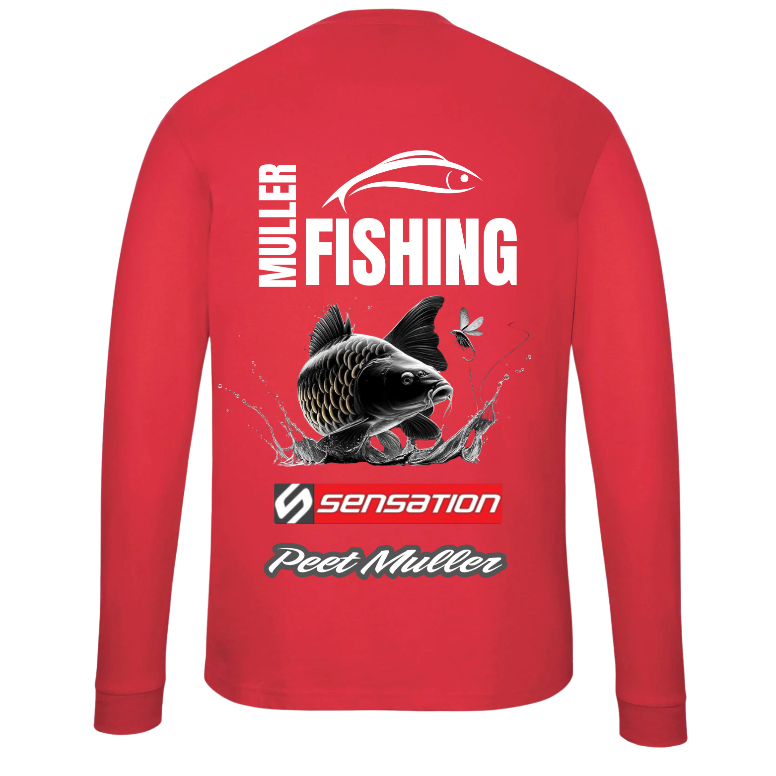 Red Drifit Long Sleeve Fishing Shirt