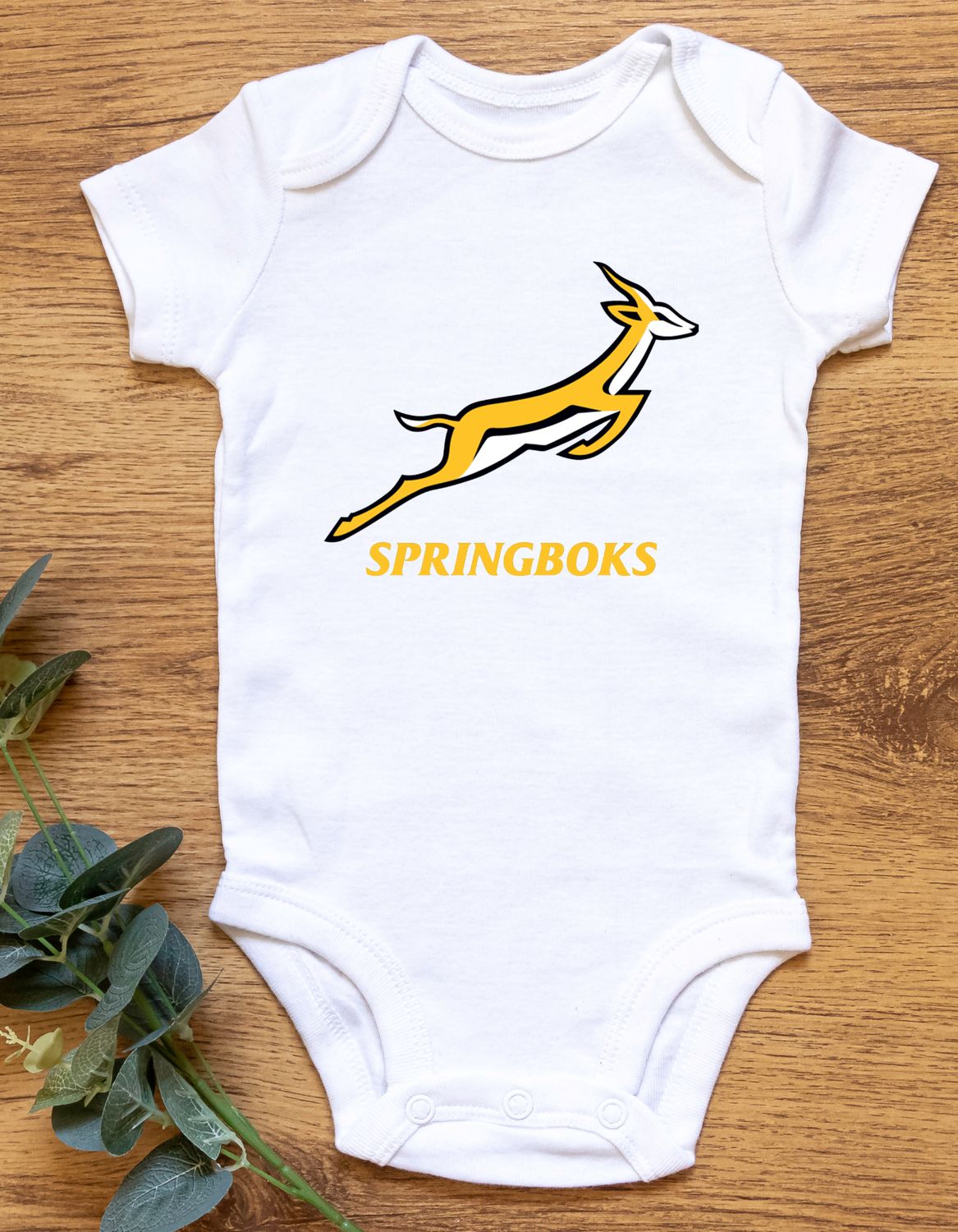 White Springbok Baby Vest