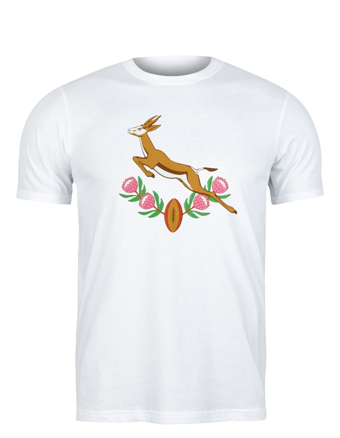 White Old School Springbok T Shirt