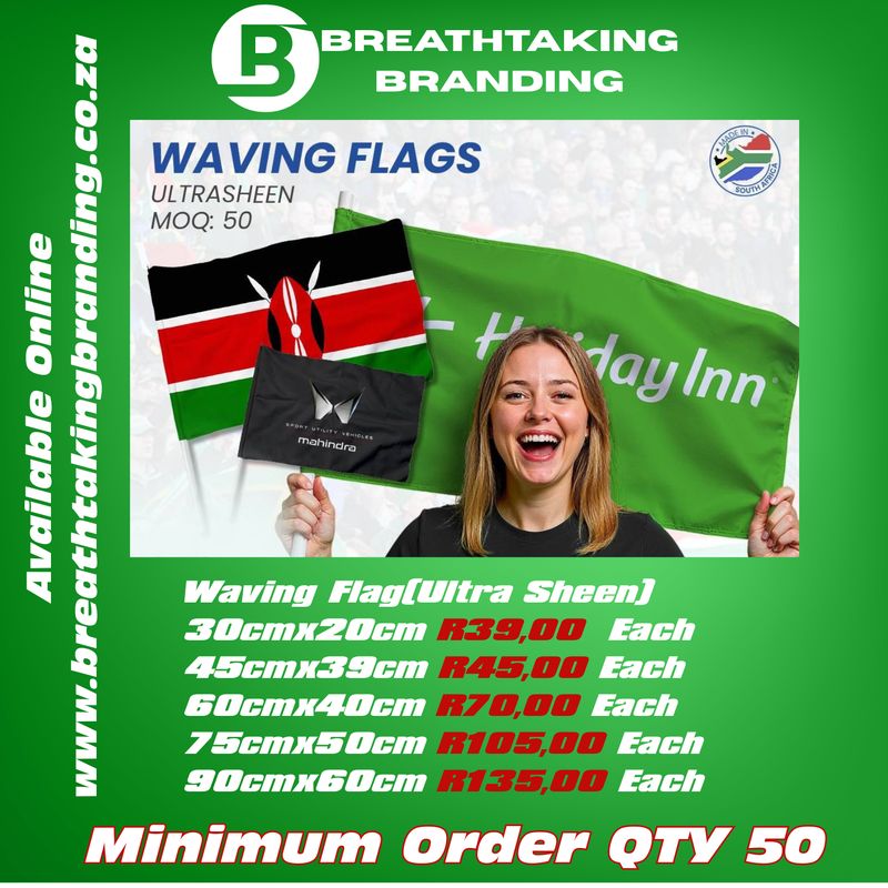 30cm x 20cm Waving Flag(Minimum Order QTY 50)