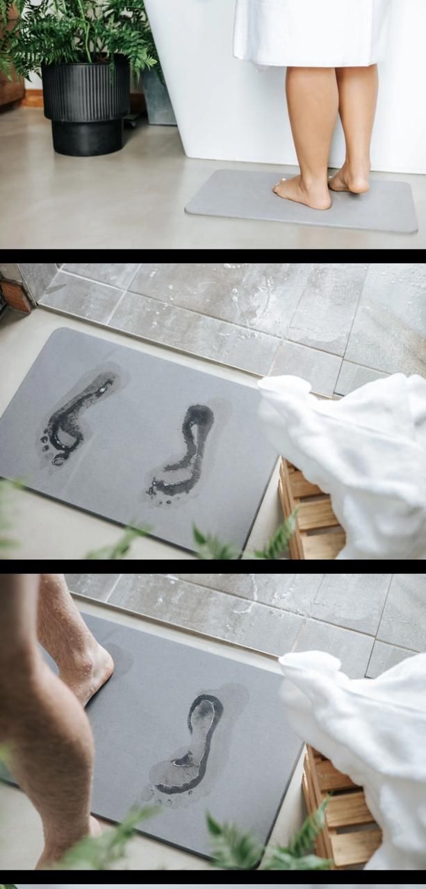 Diatomite wick away organic bath mat