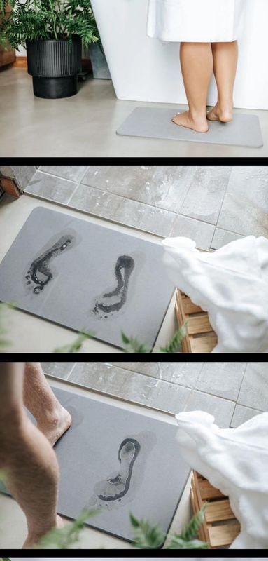 Diatomite wick away organic bath mat