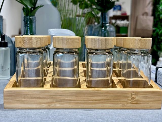 SPICE RACK WOOD GLASS - 12