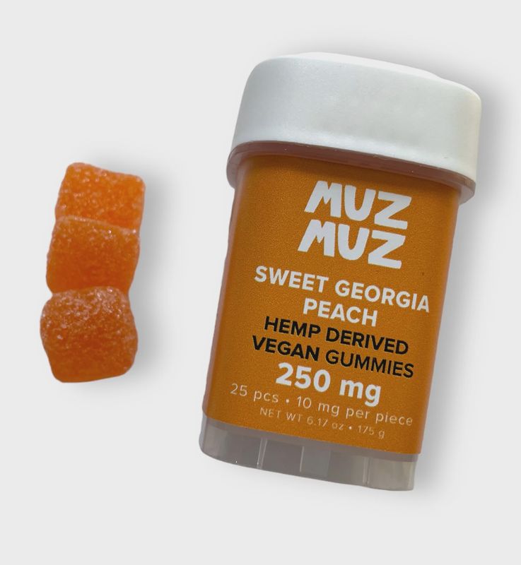 THC Peach Vegan Gummies (1:1, CBD:THC)
