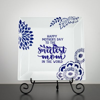 Plate - Decorative Ceramic Plate with Floral Design