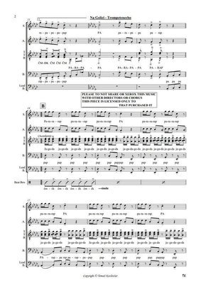 Avsenik Medley SATTBB score, two worldwide known polkas from Slovenija, so called 'Trompetten Echo' and 'Am Autobahn' (as YouTube phenomena)