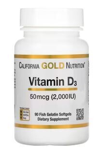 Vitamine D3- 50 mcg - 2000iu - 90 softgels - California Gold Nutrition