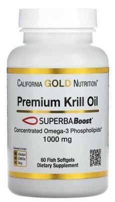 Omega-3 - Premium Krill Oil/Visoile - SuperbaBOOST - 1000mg - concentrated - Phospholipids - 60 fish softgels - California Gold Nutrition