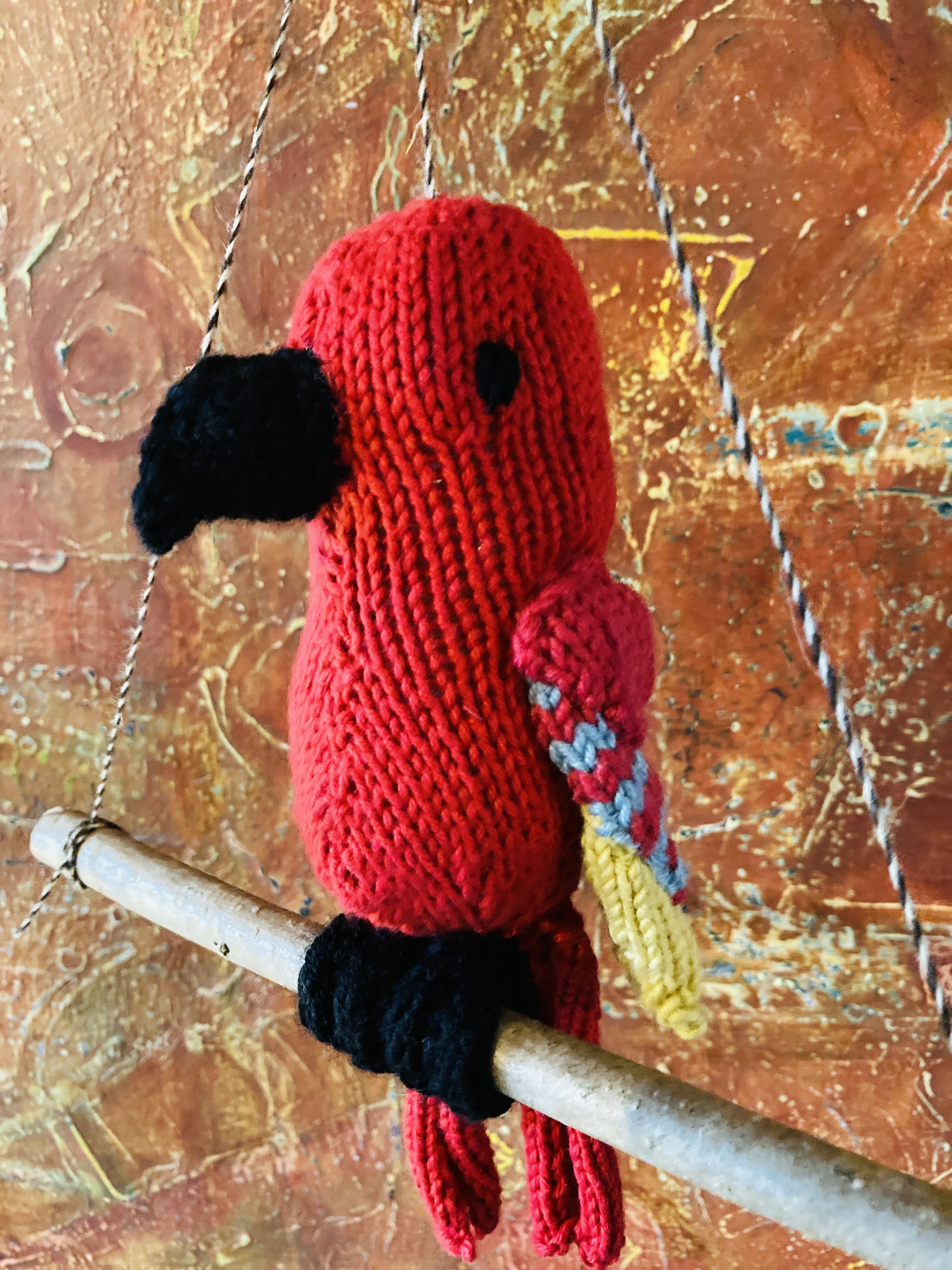Handmade Knitted Parrots 00056