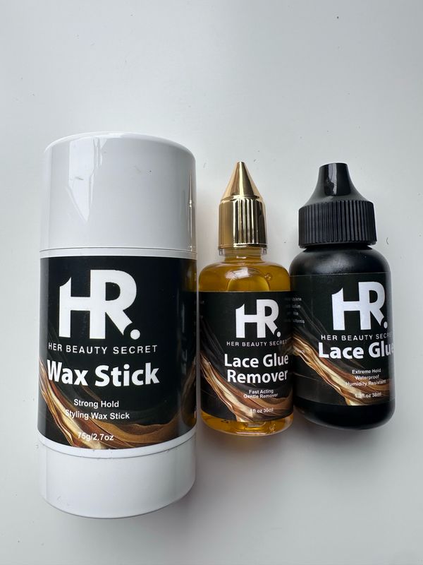 Lace glue + lace glue remover + wax stick 