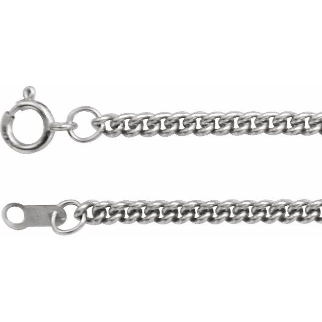 14K White 2.25 mm Curb 18&quot; Chain