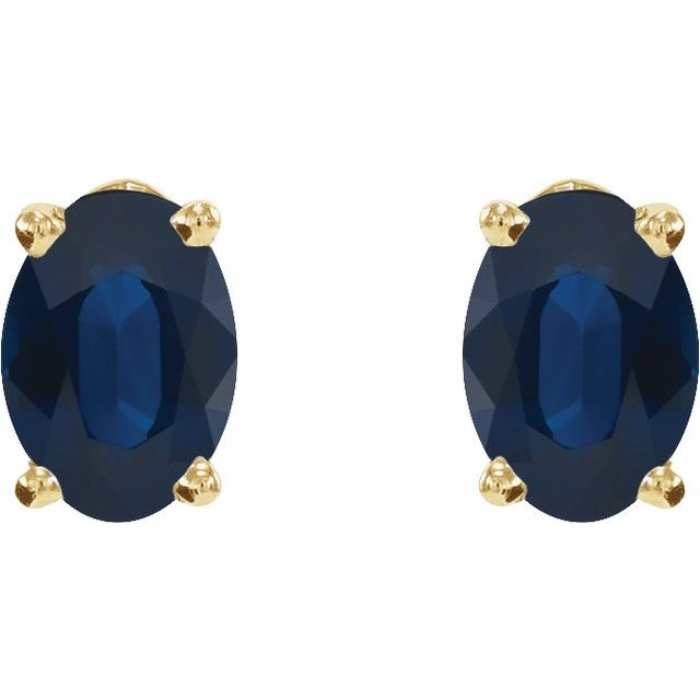 14K Yellow Natural Blue Sapphire Earrings