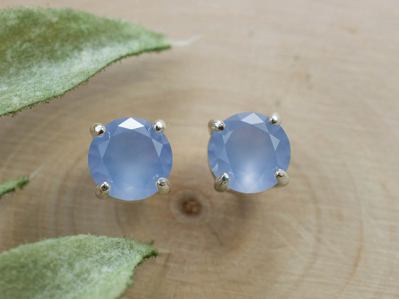 Blue Agate Earrings; Natural Untreated Namibia Agate; 2.000cts