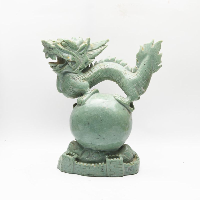 GREEN JADE  DRAGON CARVING