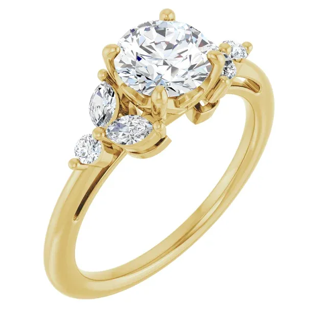 14K Yellow 6.5 mm Round 1 1/4 CTW Natural Diamond Engagement Ring