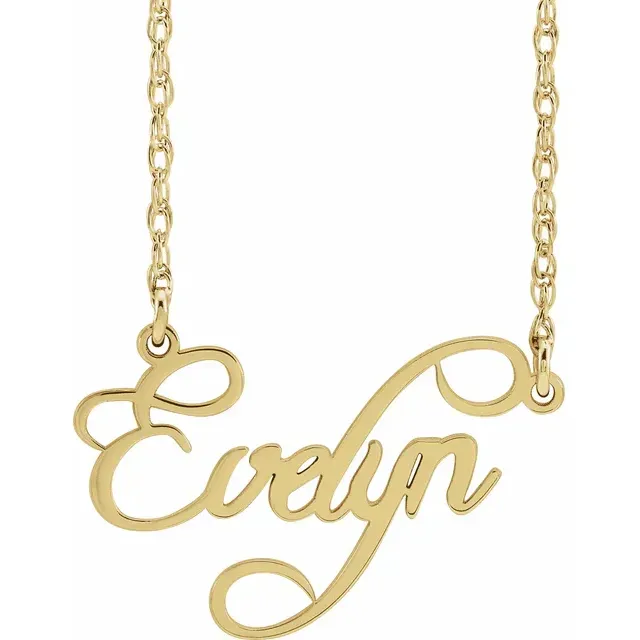 14K Yellow Script Single Name 18&quot; Necklace