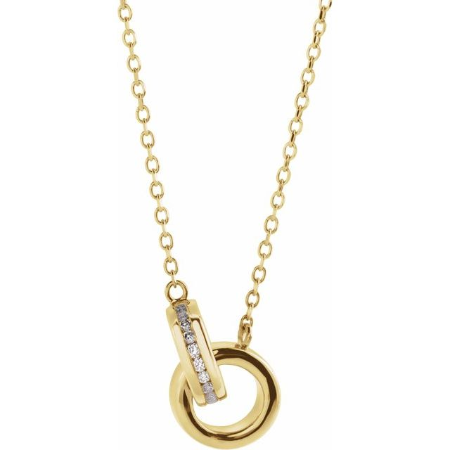 14K Yellow .08 CTW Natural Diamond Interlocking Circle 18&quot; Necklace