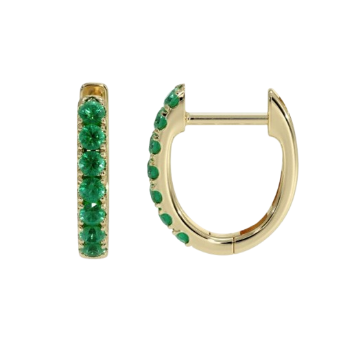 14K Yellow Natural Emerald &amp; .06 CTW Natural Diamond Earrings