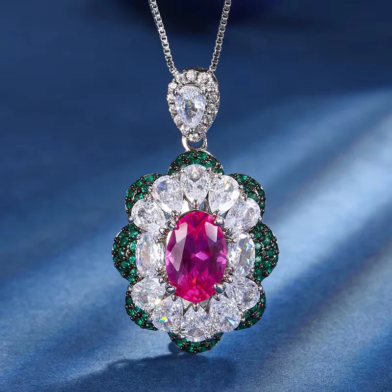 Pink Tourmaline  Pendant with  White Sapphire and Emerald Halo  with a par diamond and diamond accents *This Item Is Made to order