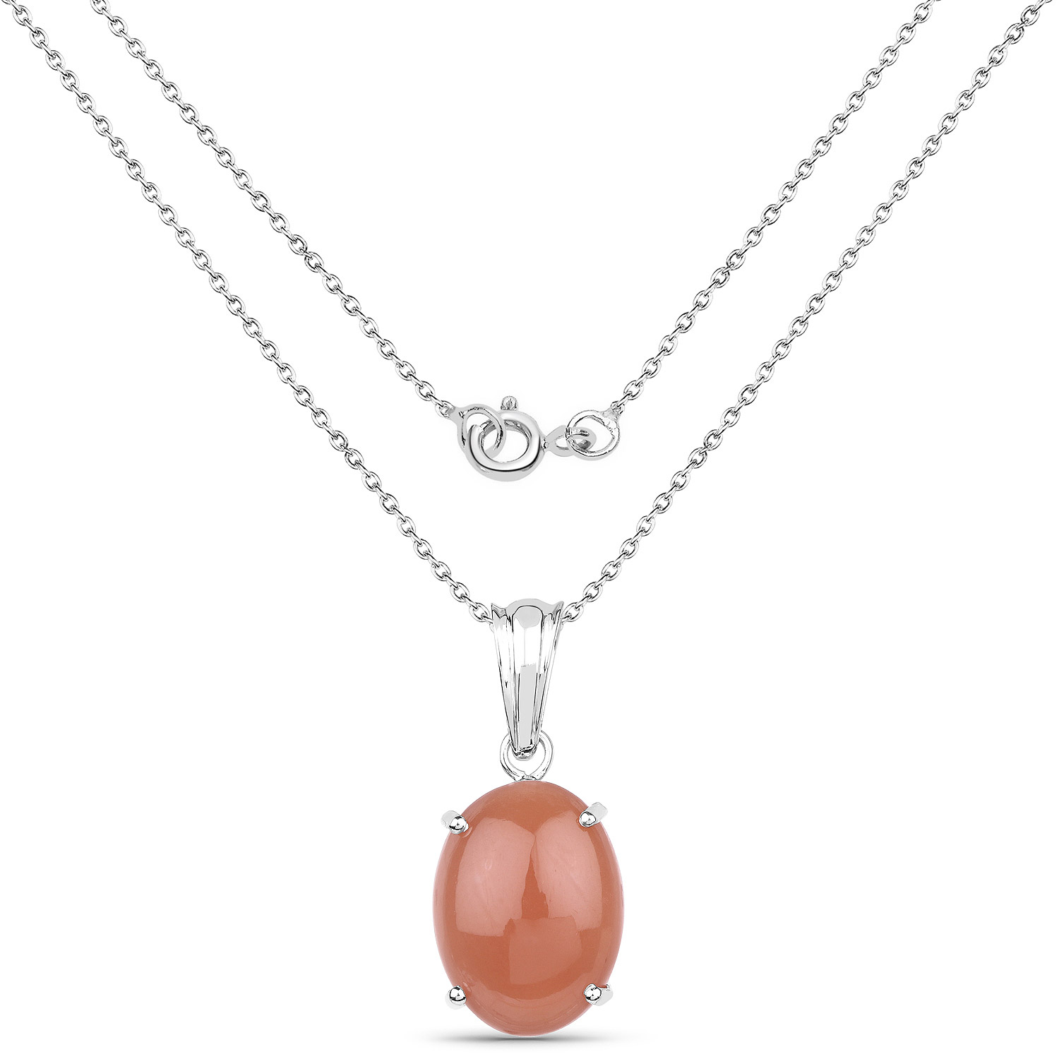 8.35 Carat Genuine Peach Moonstone .925 Sterling Silver Pendant