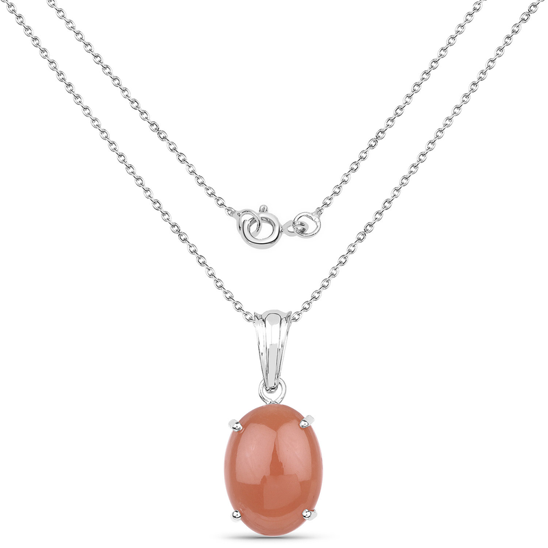 8.35 Carat Genuine Peach Moonstone .925 Sterling Silver Pendant