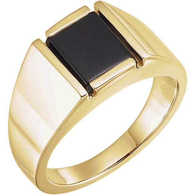 14K Yellow Onyx Men&#39;s Ring