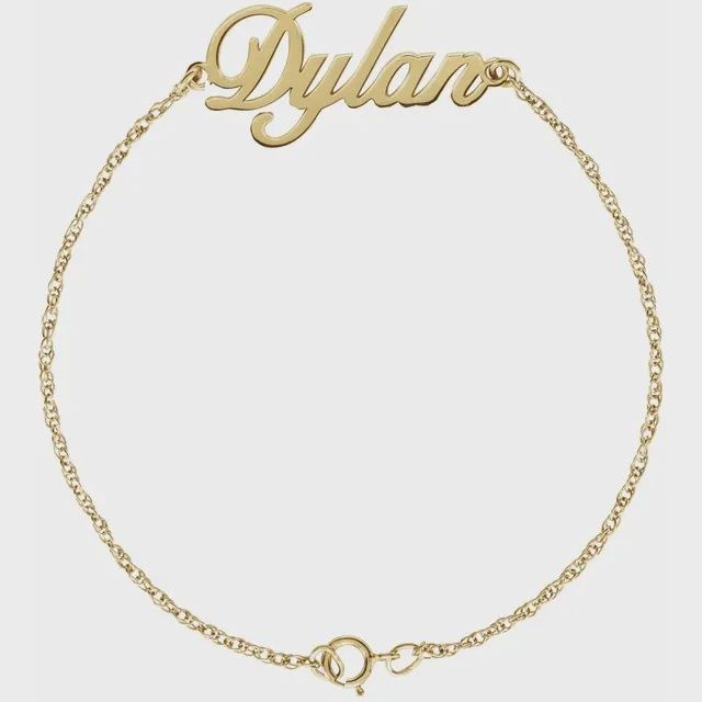 10K Yellow Script Nameplate 7&quot; Bracelet