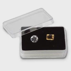Clear Acrylic Rectangular Gemstone Container with Reversible Black/White Insert