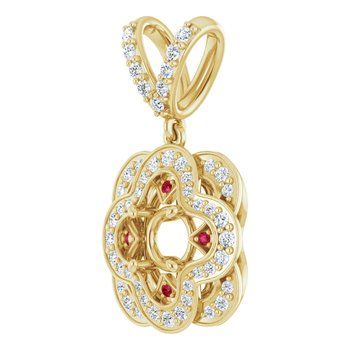 Customizable  Diamond  AND Ruby Pendant