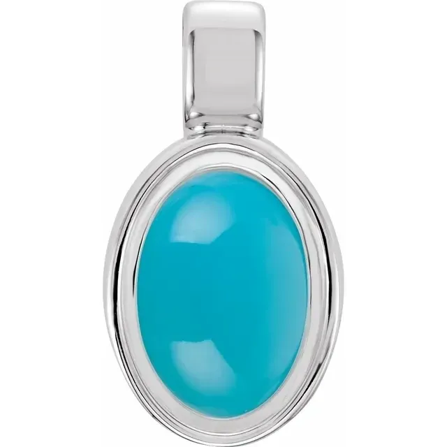 Sterling Silver Natural Turquoise Pendant with chain