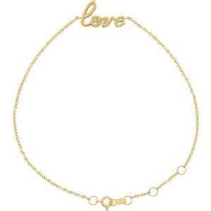 14K Yellow Love 6 1/2-7 1/2&quot; Bracelet