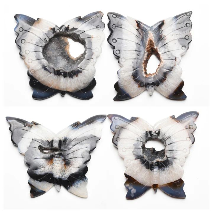 Drusy agate butterfly carving random style *1  stone