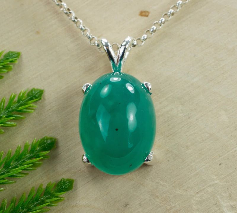 Aquaprase Sterling Silver Pendant with c18 inch rope chain