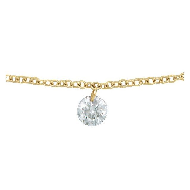 14K Yellow 1/6 CT Drilled Natural Diamond Solitaire 9&quot; Anklet
