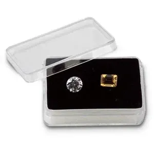Clear Acrylic Rectangular Gemstone Container with Reversible Black/White Insert