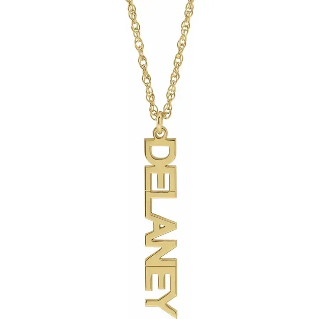 14K Yellow Script Nameplate 16-18&quot; Necklace