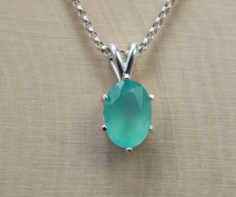 Aquaprase Sterling Silver Pendant with rope chain