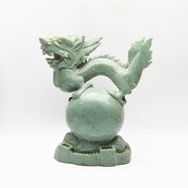 GREEN JADE DRAGON CARVING