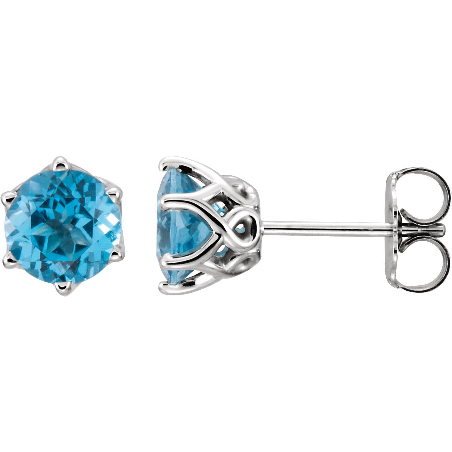 14K White Swiss Blue Topaz Earrings