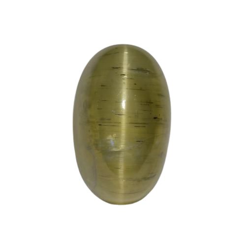 2.95ct Natural Neutral Yellow Cat&#39;s Eye Apatite, Oval, Translucent