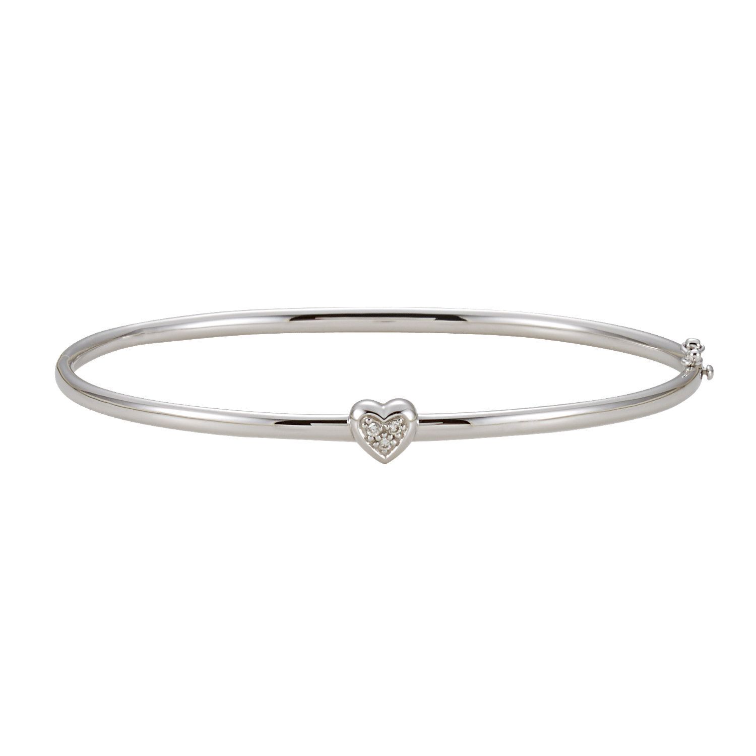 14K White .03 CTW Diamond Bangle Bracelet