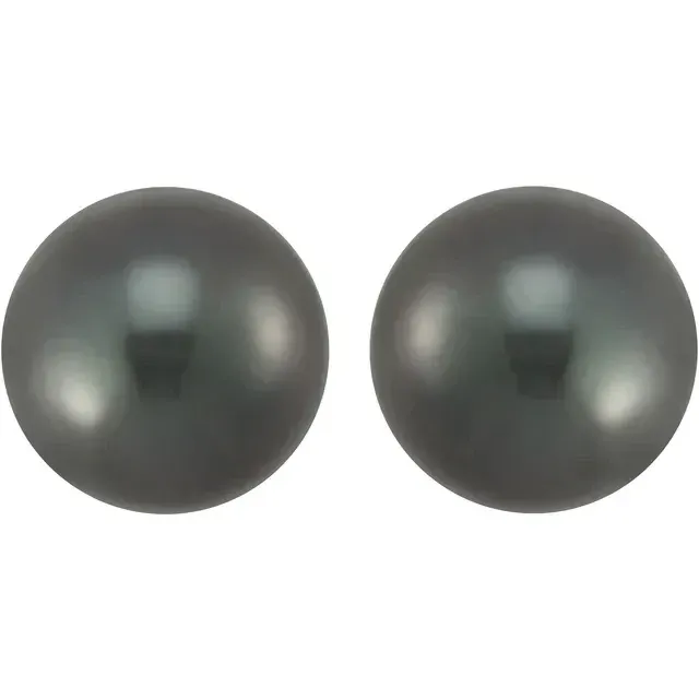 8 mm Pair Round/Near Round Undrilled A Medium Gray Tahitian Cultured Pearls (N)